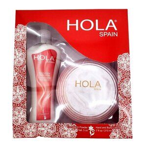 HOLA Spain GIFT SET Petal Perfumed Dusting Powder Large 5oz Tub & Body Lotion